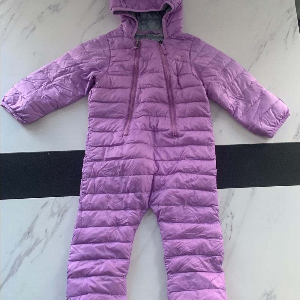 LLBean infants Ultralight 650 Bunting Purple Quilted Baby Snowsuit